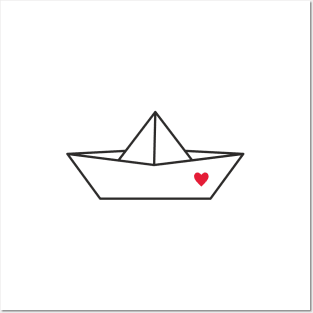 Boat Paper Ship Heart Port Love Gift Posters and Art